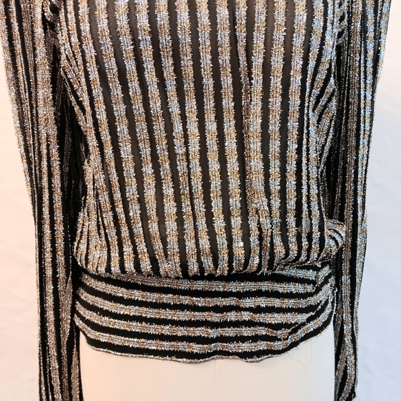 Wow! Vintage 80s sheer metallic sparle Victorian style shirt. Small Rimini - Picture 2 of 16